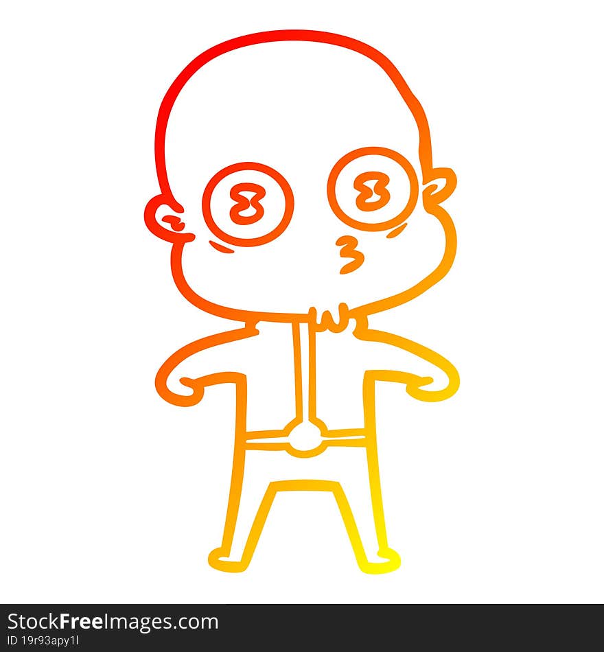 warm gradient line drawing cartoon weird bald spaceman