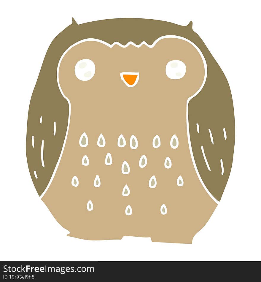 cute flat color style cartoon owl