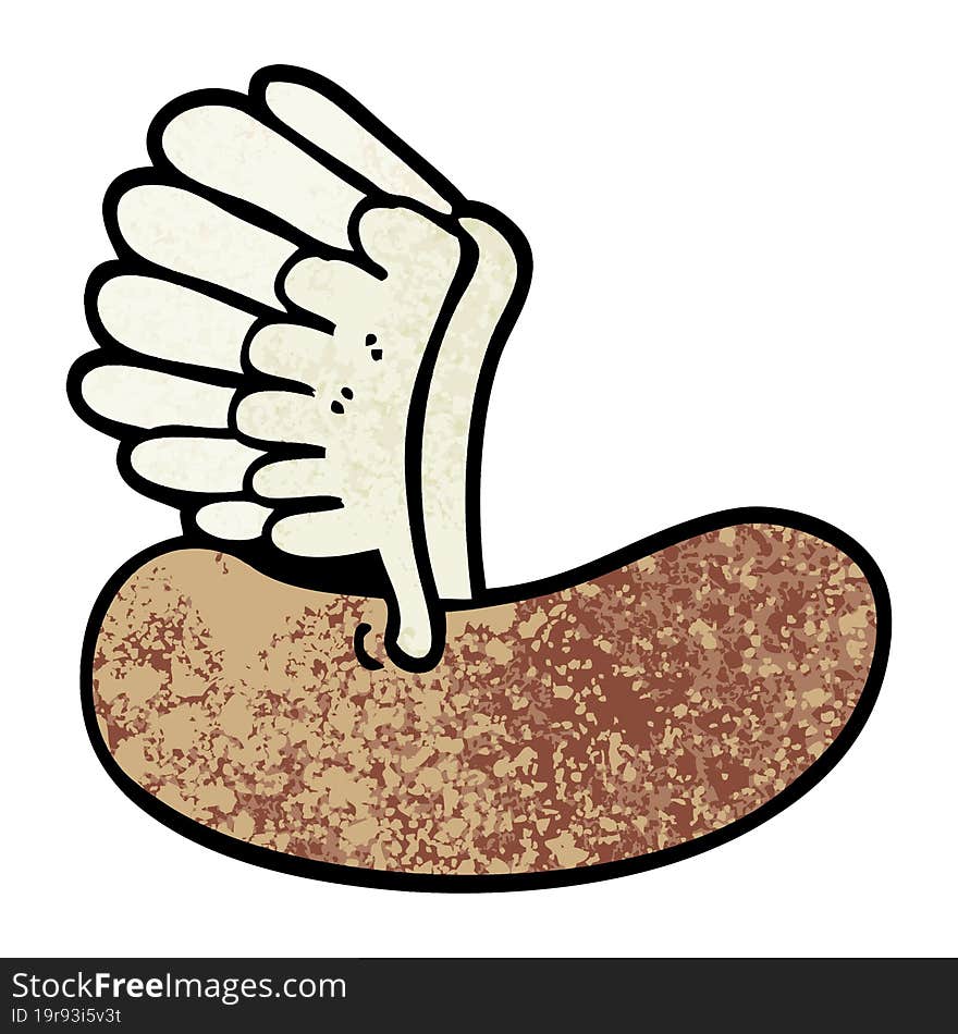 grunge textured illustration cartoon flying sausage