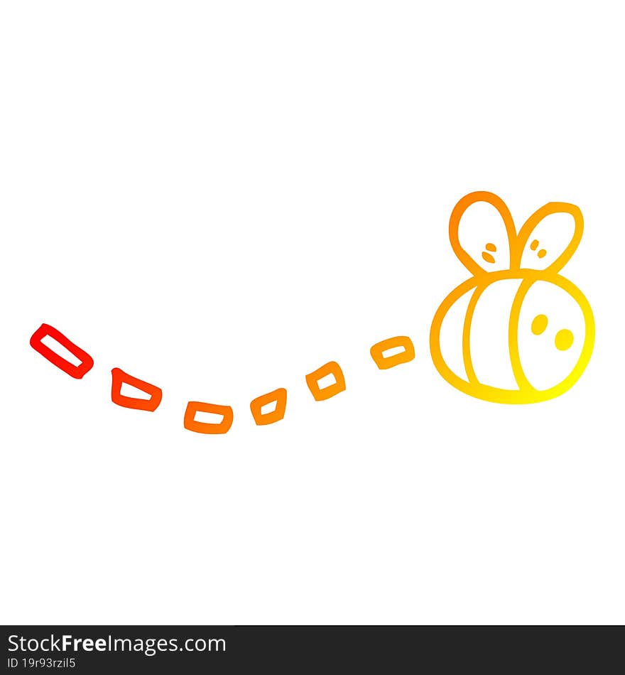 warm gradient line drawing cartoon bee