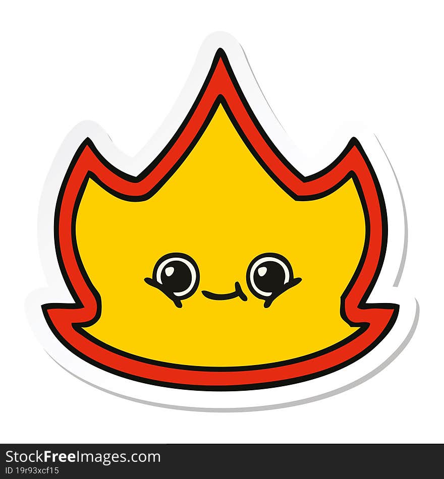 Sticker Of A Cute Cartoon Fire