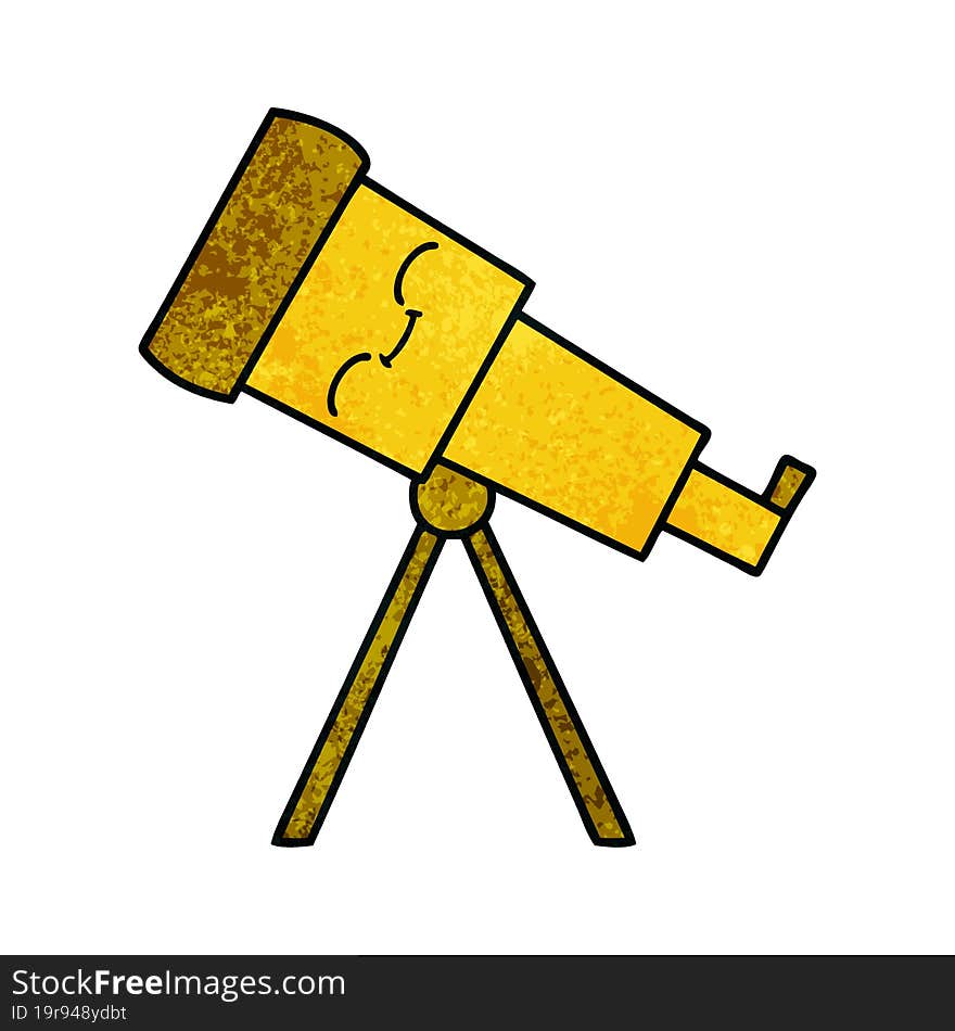 retro grunge texture cartoon telescope