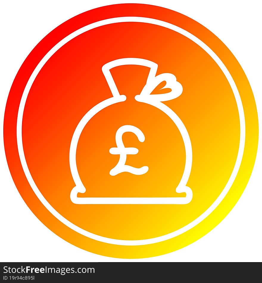 money sack circular icon with warm gradient finish. money sack circular icon with warm gradient finish