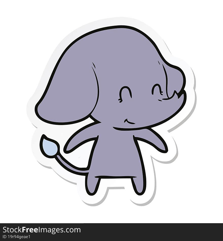 Sticker Of A Cute Cartoon Elephant