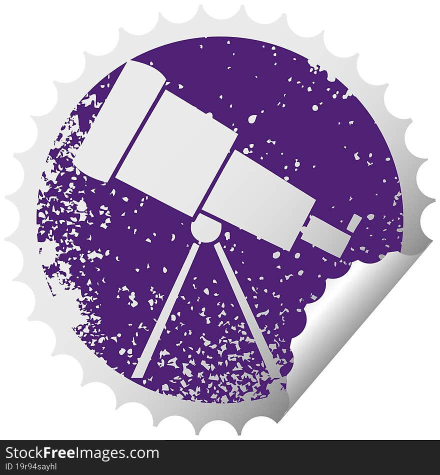 distressed circular peeling sticker symbol telescope