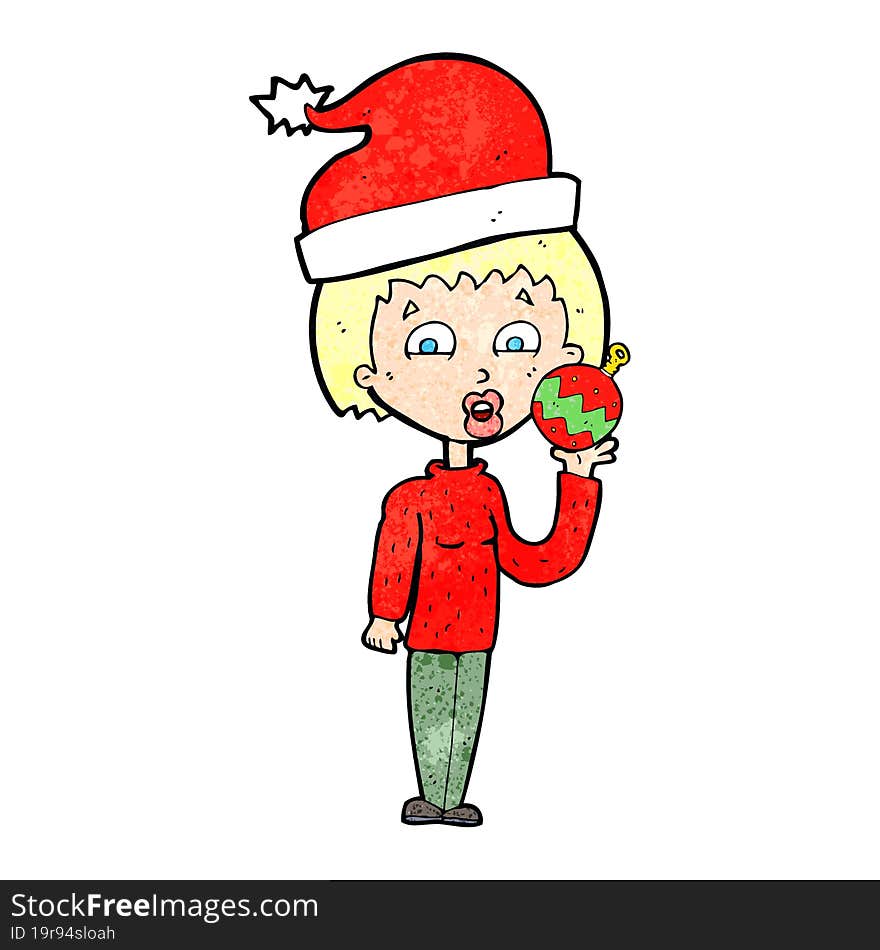 cartoon woman ready for christmas