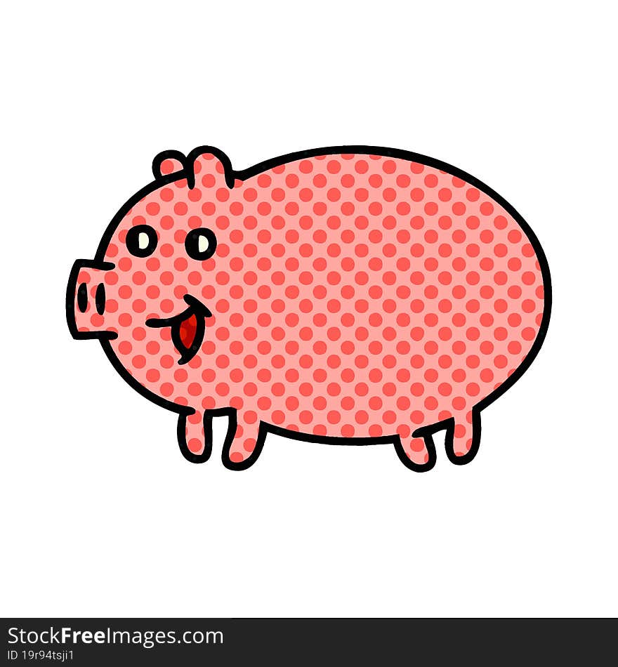 Comic Book Style Cartoon Pig