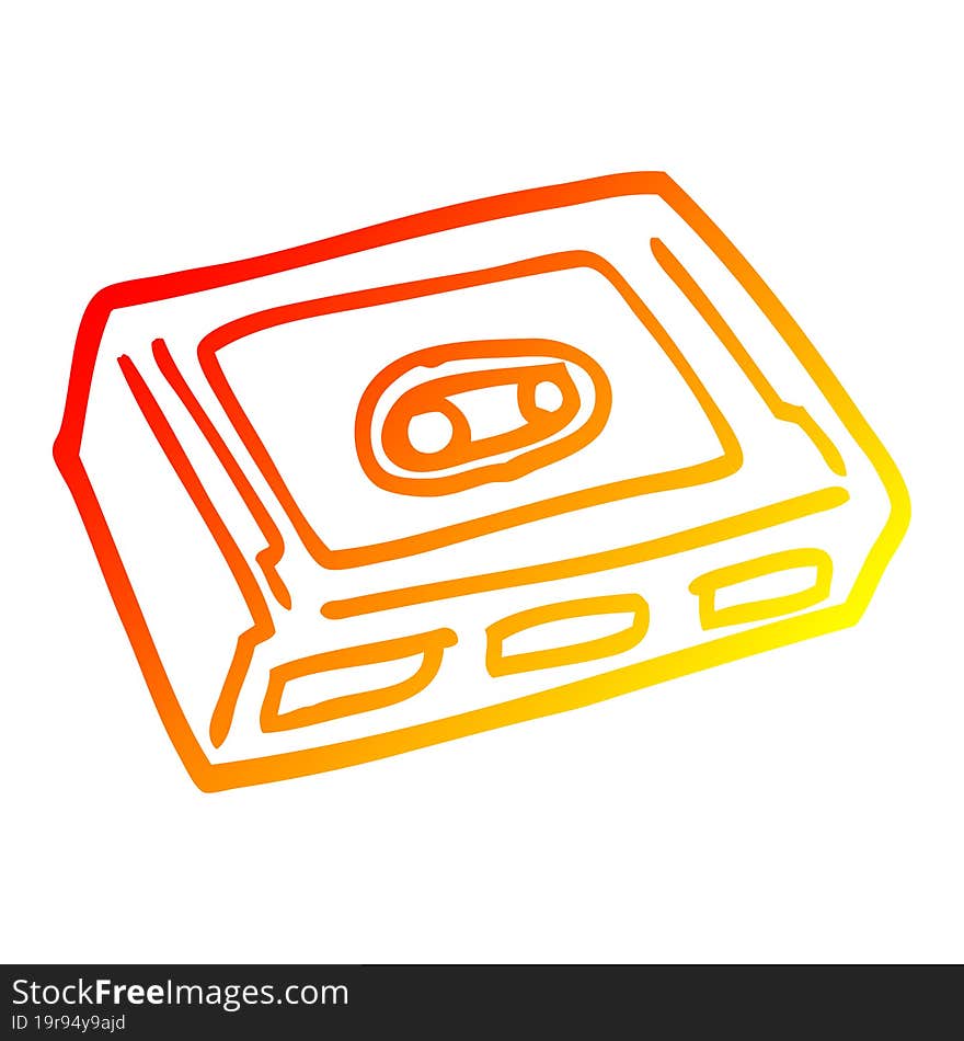 warm gradient line drawing of a cartoon cassette tape deck