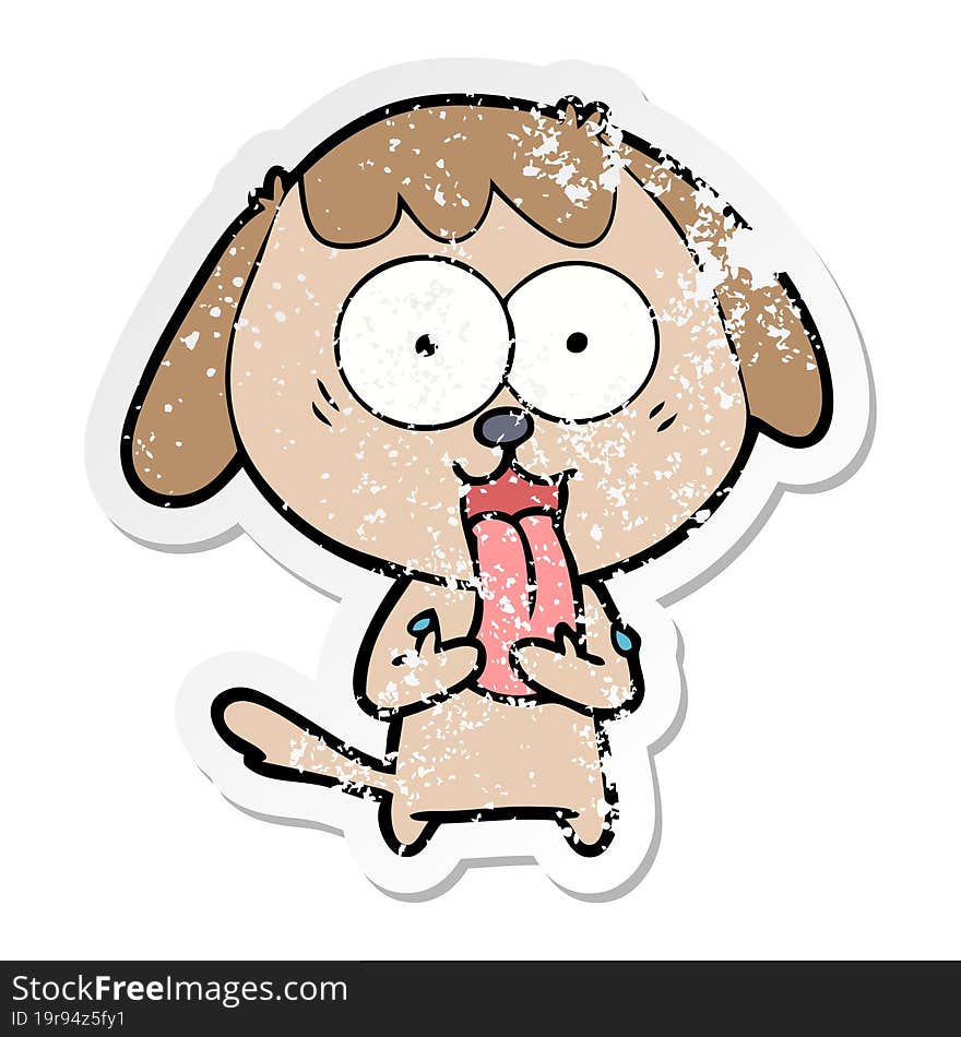 Distressed Sticker Of A Cute Cartoon Dog