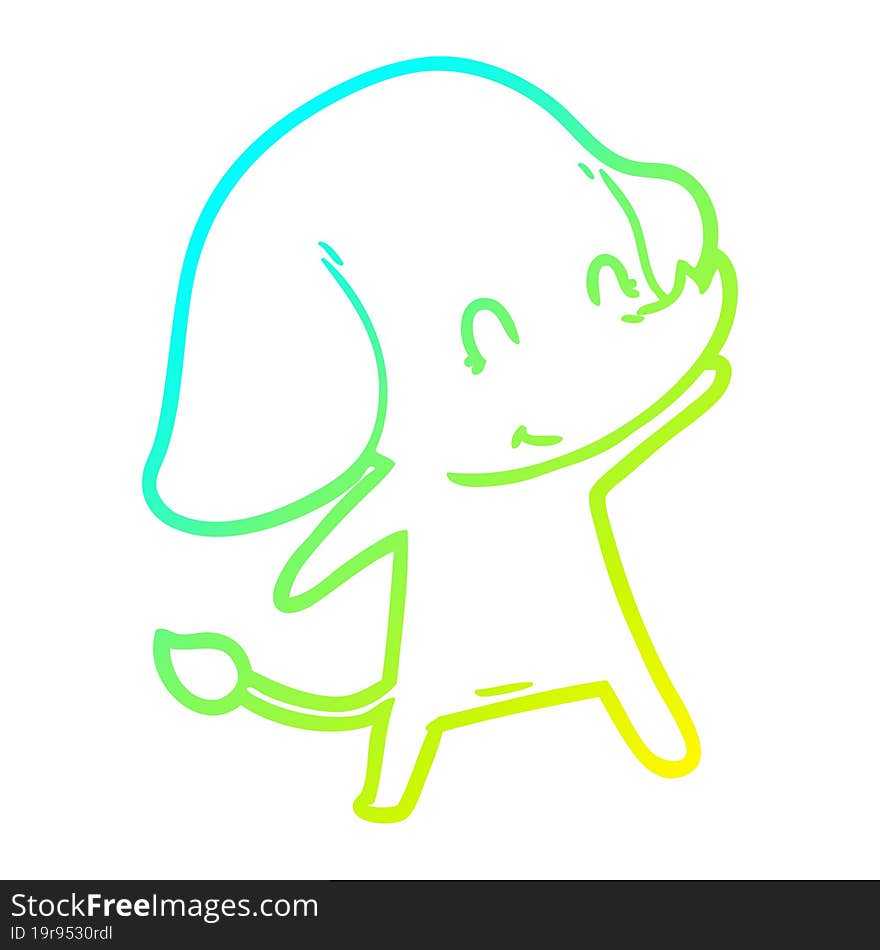 Cold Gradient Line Drawing Cute Cartoon Elephant