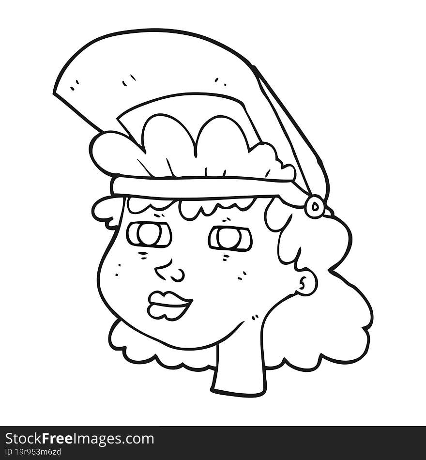 black and white cartoon woman with welding mask