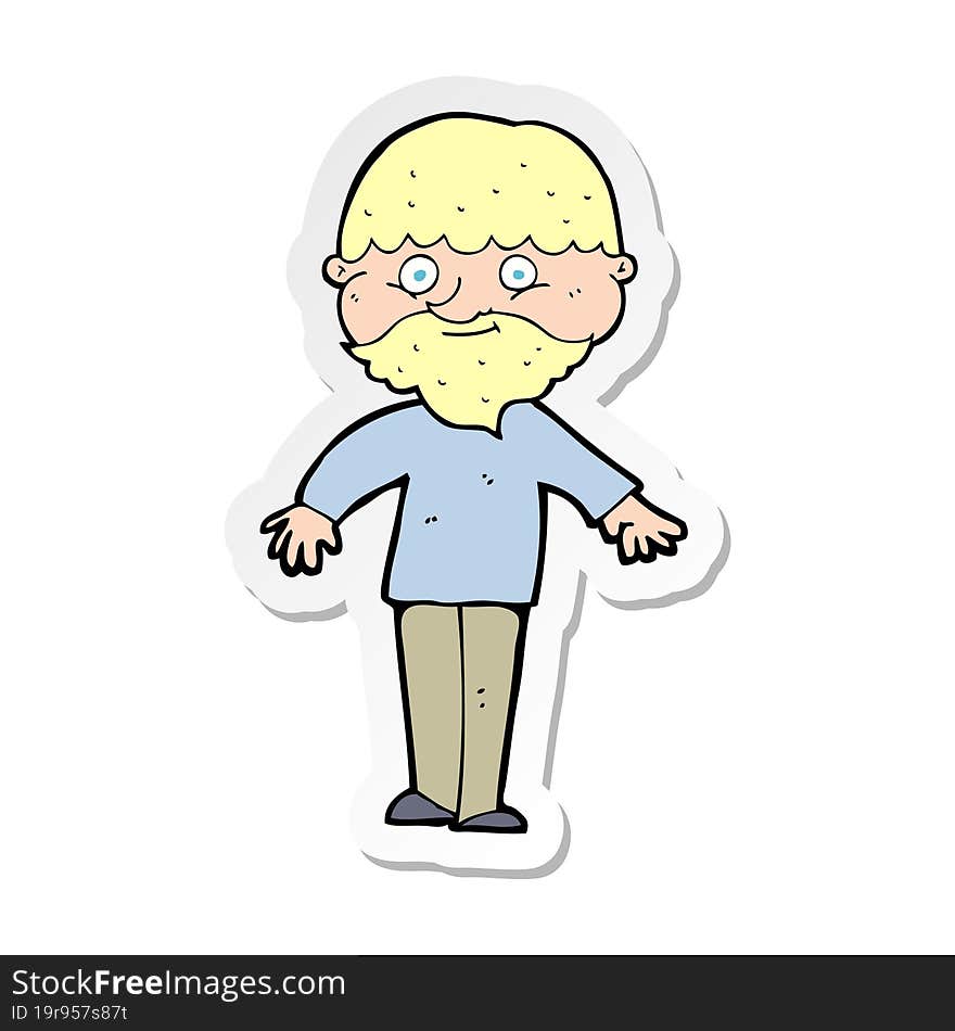 sticker of a cartoon happy man