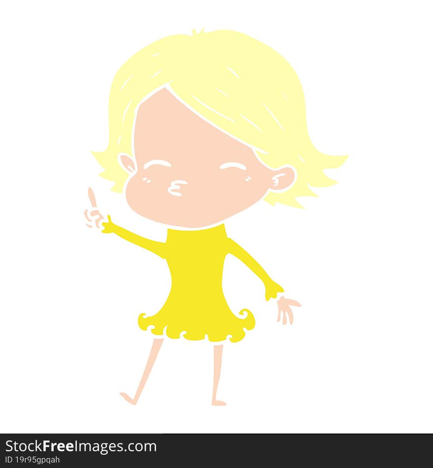 flat color style cartoon woman with idea