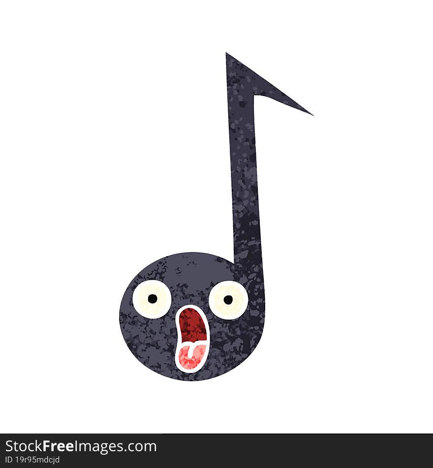 retro illustration style cartoon musical note