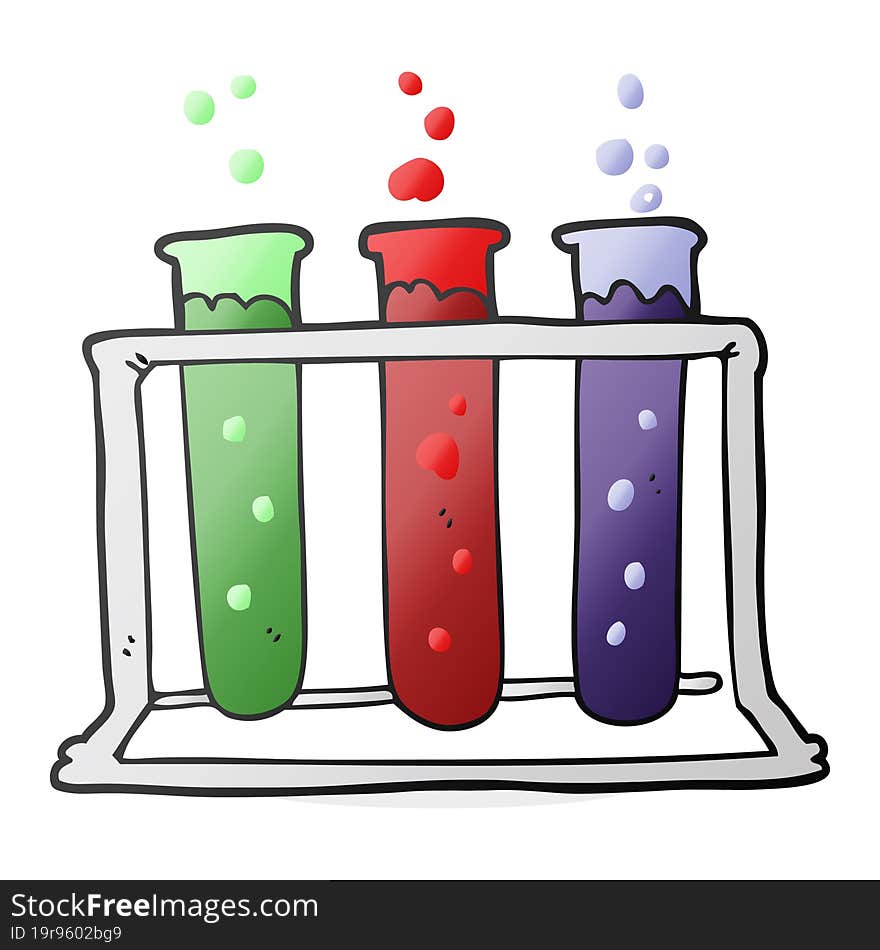 freehand drawn cartoon rack of test tubes