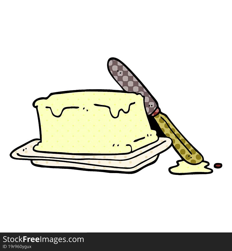 cartoon doodle butter and knife