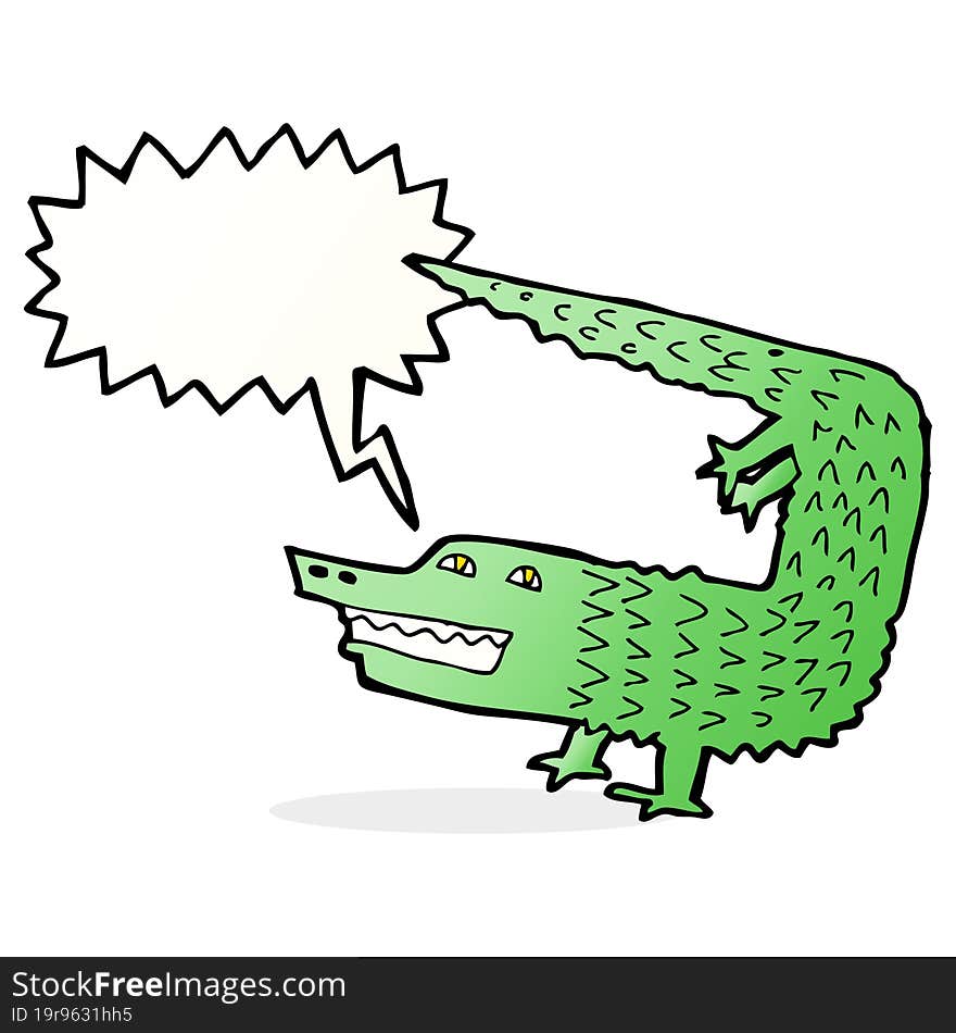 Cartoon Crocodile With Speech Bubble