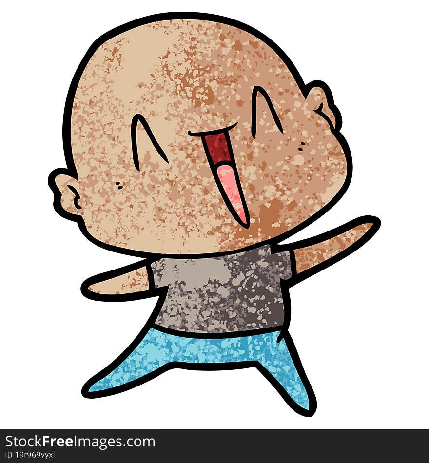 happy cartoon bald man. happy cartoon bald man