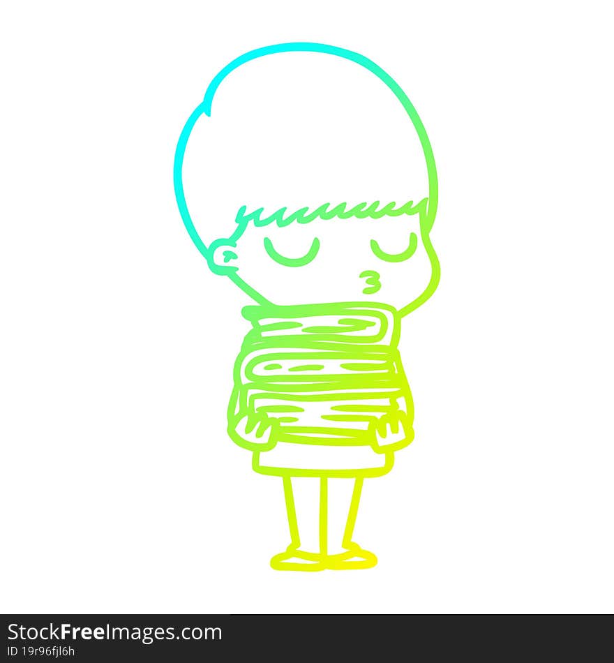 cold gradient line drawing cartoon calm boy