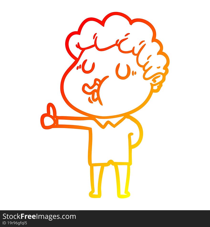 Warm Gradient Line Drawing Cartoon Man Singing