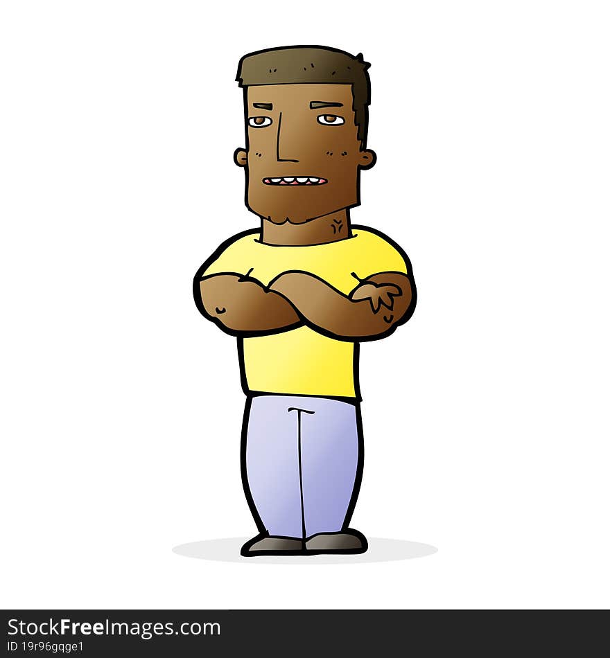 cartoon tough guy with folded arms