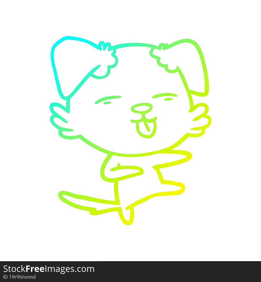 cold gradient line drawing cartoon dog dancing