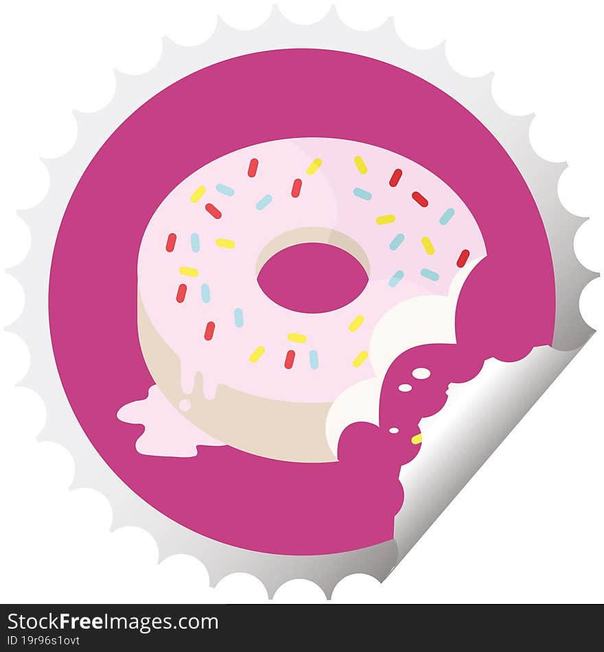 bitten frosted donut round sticker stamp