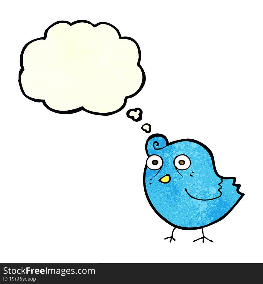 Funny Cartoon Bird With Thought Bubble