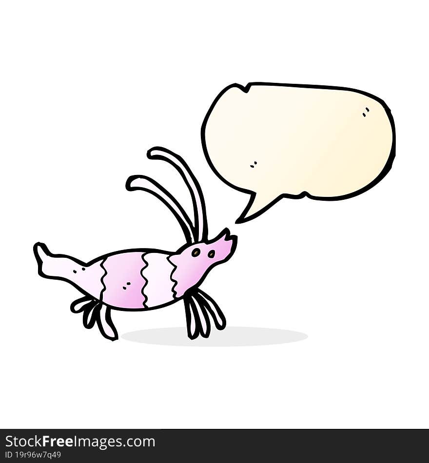 cartoon shrimp with speech bubble