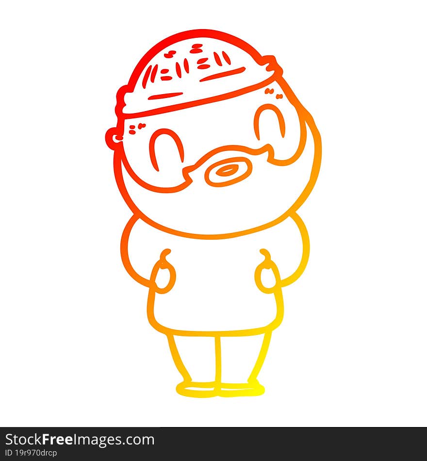 warm gradient line drawing cartoon bearded man