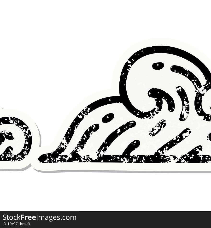 traditional distressed sticker tattoo of clouds