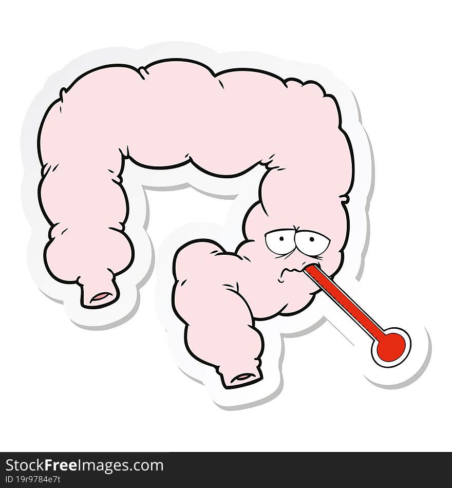 sticker of a cartoon unhealthy colon