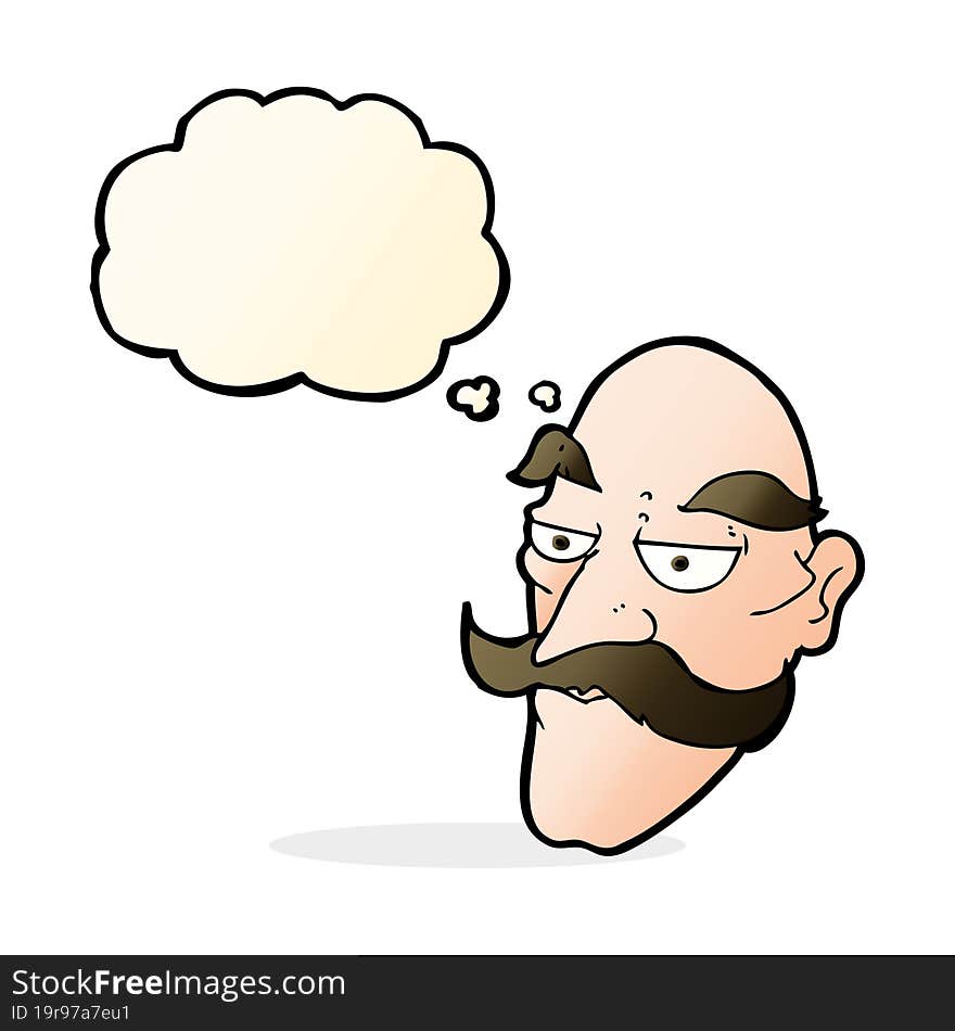 Cartoon Old Man Face With Thought Bubble