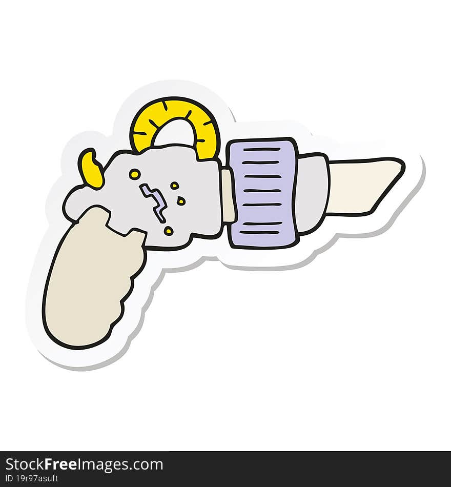 Sticker Of A Cartoon Ray Gun