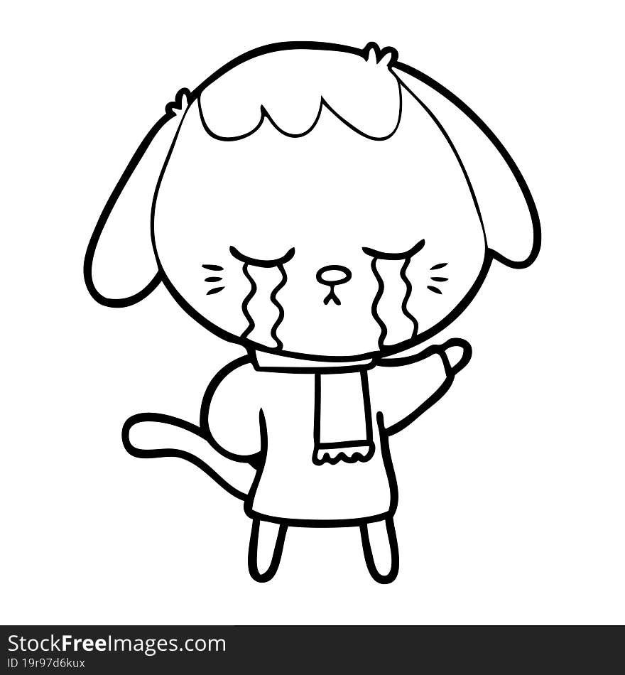 cute puppy crying cartoon. cute puppy crying cartoon