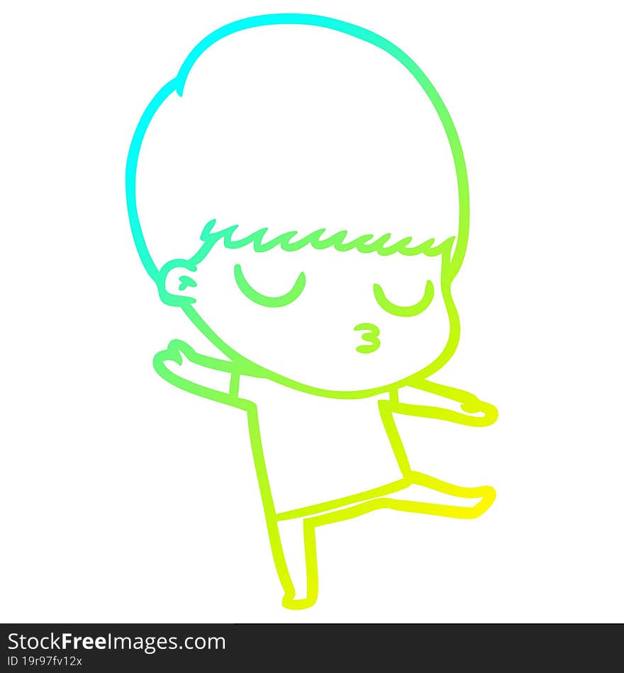 cold gradient line drawing cartoon calm boy