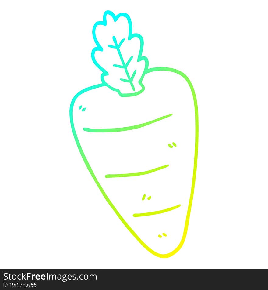 cold gradient line drawing of a cartoon carrot