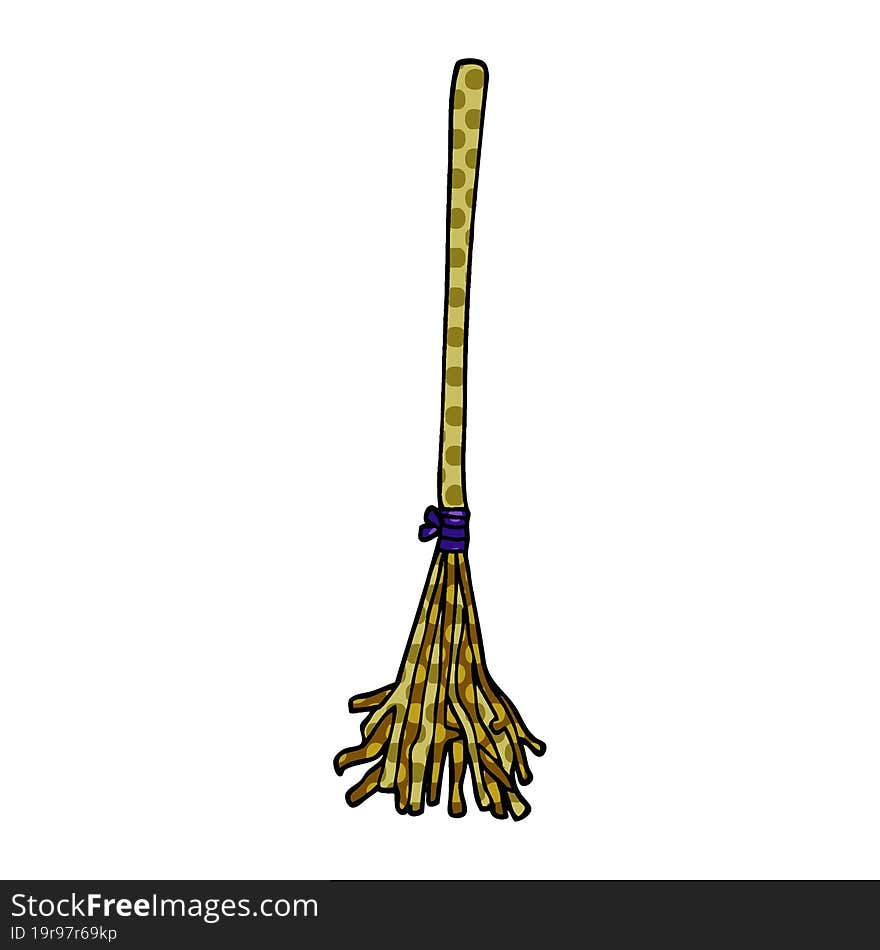 cartoon doodle magic broom