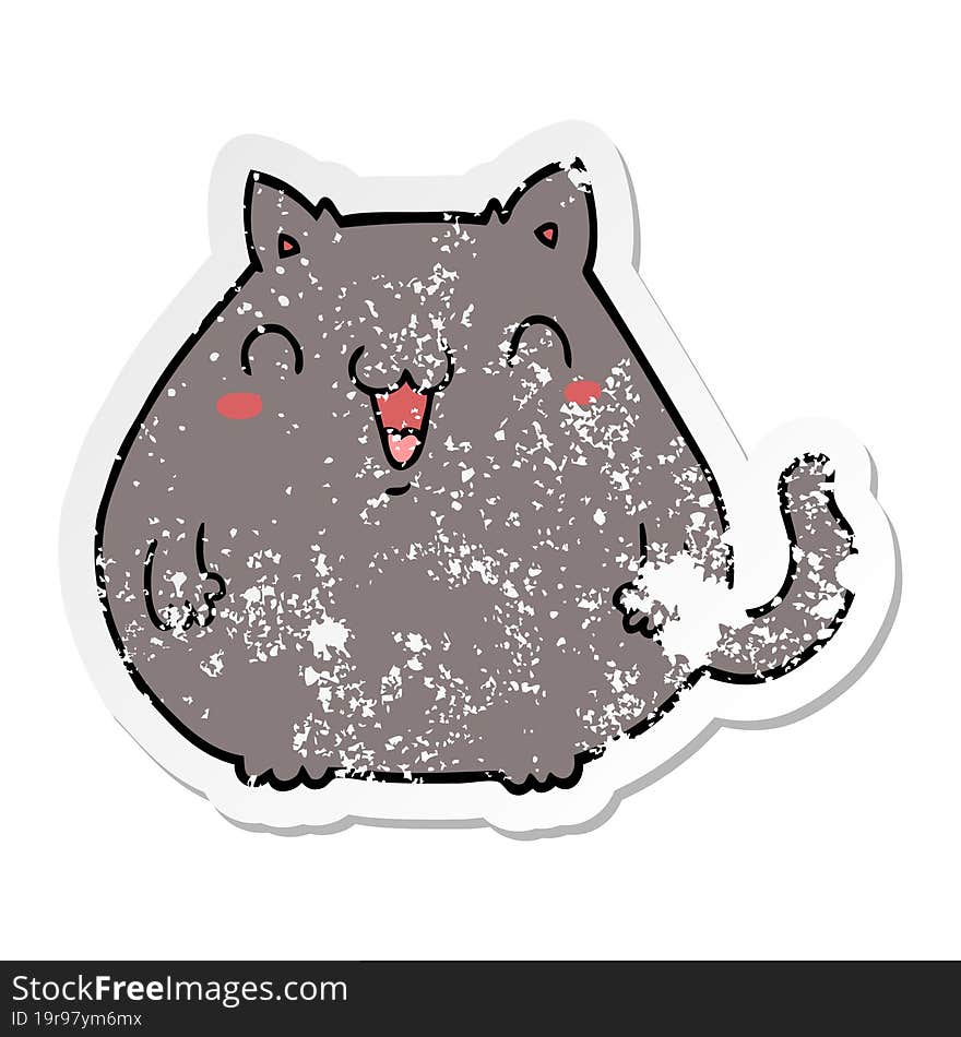 distressed sticker of a cartoon cat