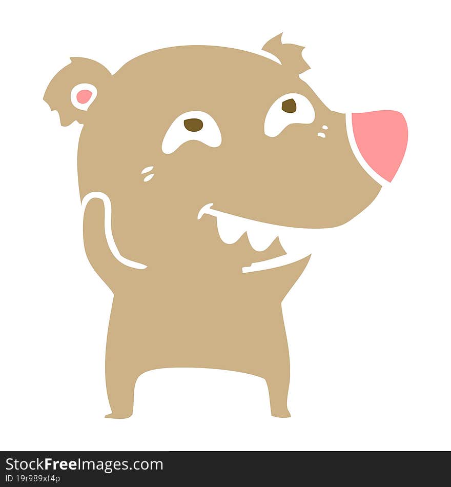 flat color style cartoon bear showing teeth