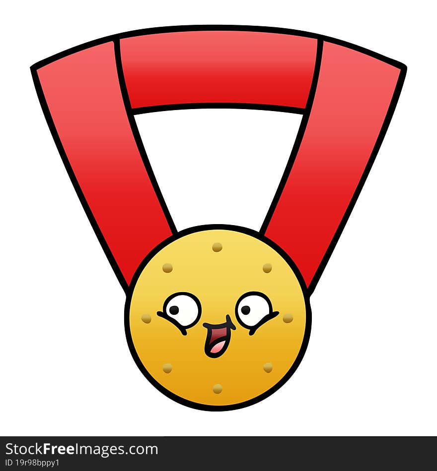 gradient shaded cartoon gold medal