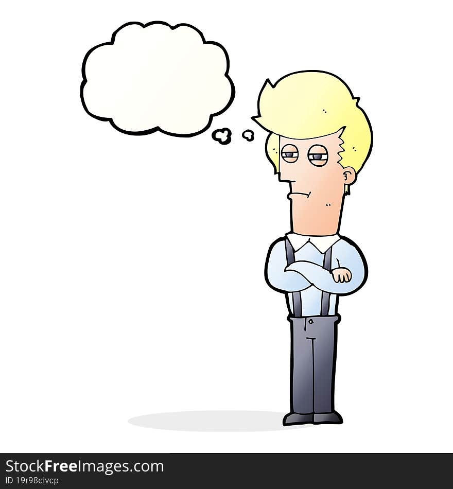 cartoon annoyed man with thought bubble