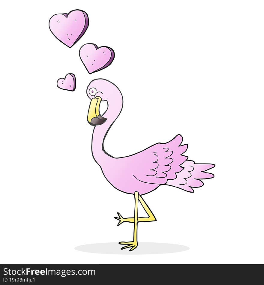 freehand drawn cartoon flamingo in love