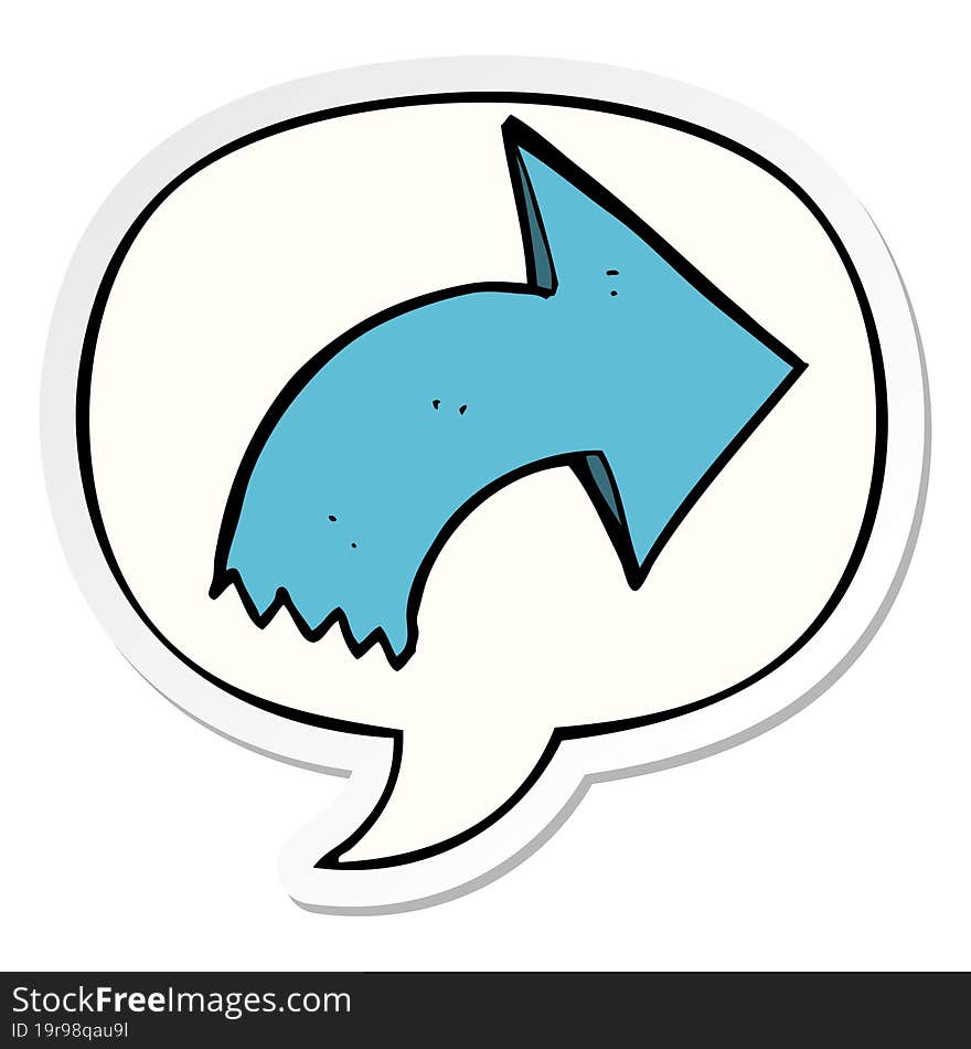 Cartoon Pointing Arrow And Speech Bubble Sticker