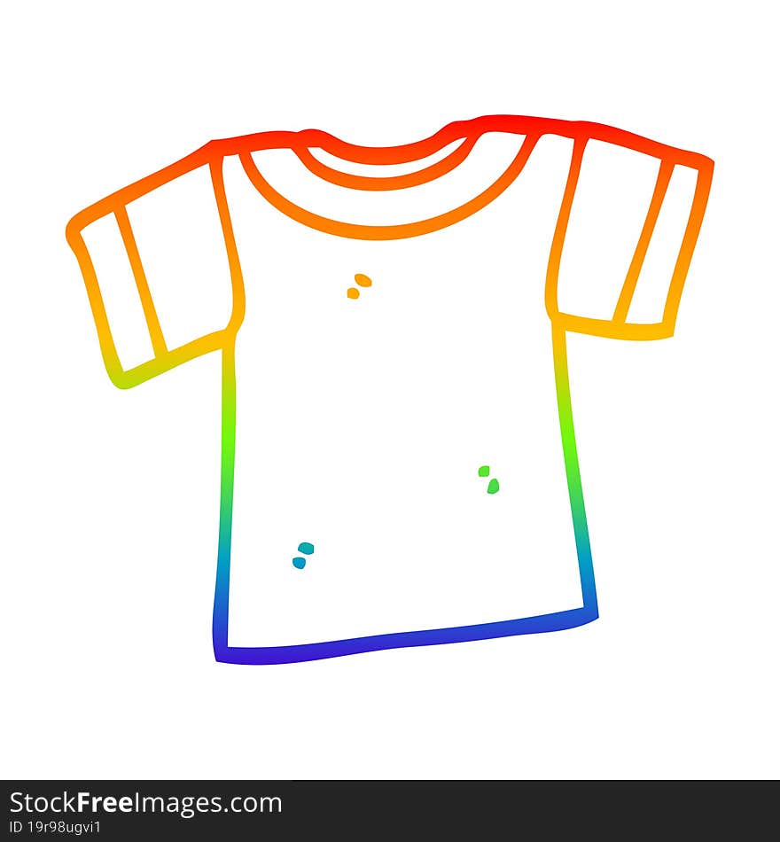 Rainbow Gradient Line Drawing Cartoon Tee Shirt