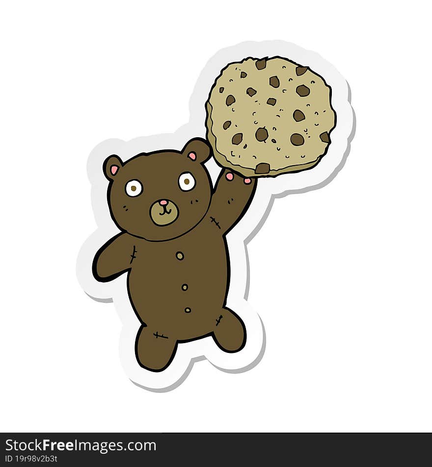 sticker of a bear with cookie