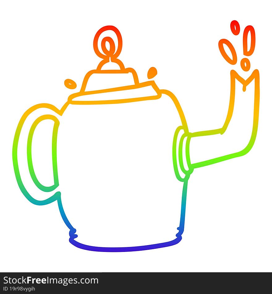 rainbow gradient line drawing old metal kettle