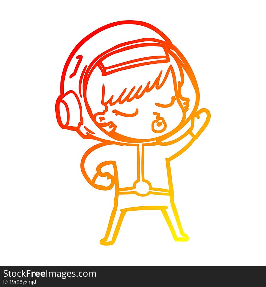 warm gradient line drawing cartoon pretty astronaut girl