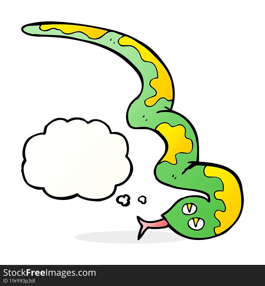 cartoon hissing snake with thought bubble