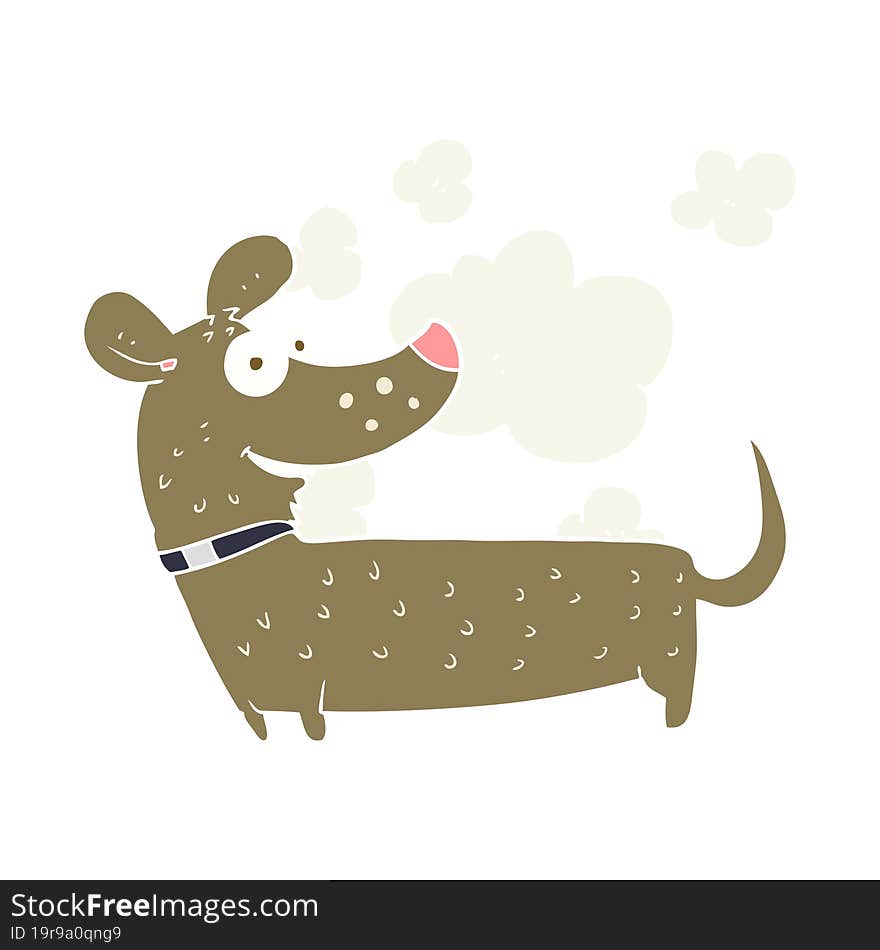 Flat Color Illustration Of A Cartoon Happy Dog